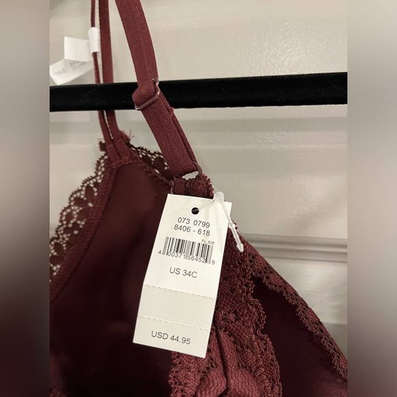 Nwt Aerie Real Happy  Women's Black CANDY Lace WIRELESS  Bra Size 34C - Picture 5 of 6